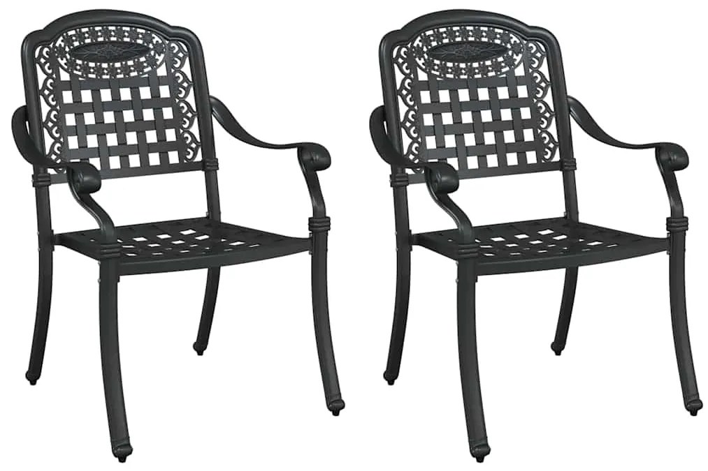 vidaXL Kerti Szék 2 pcs Fekete 55 x 56,5 x 91cm Alumínium