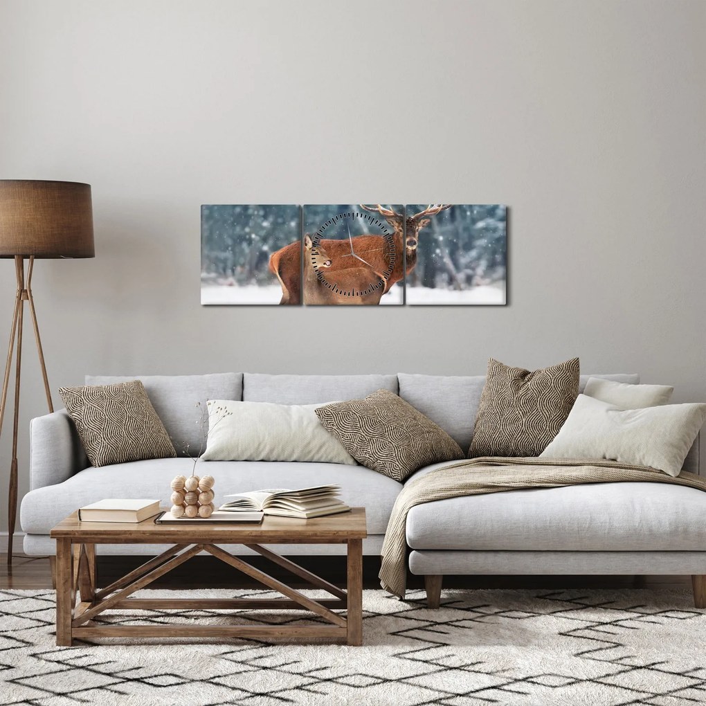 Kép egy szarvasról és őzikéről (órával) (90x30 cm)