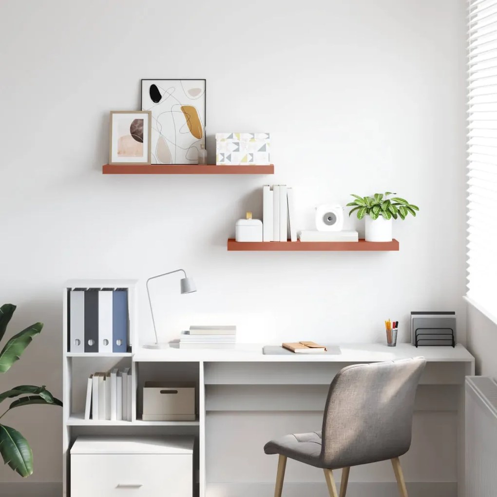 Falpolc Falra szerelhető 2 pcs Piros 80 x 23,5 x 4 cm Faanyag