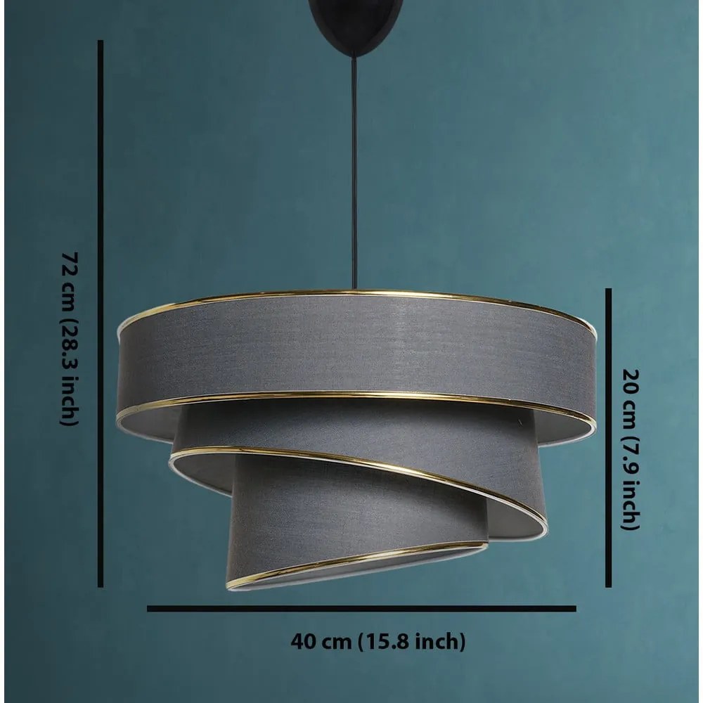 Antracitszürke-aranyszínű függőlámpa textil búrával ø 40 cm Couper – Opviq lights