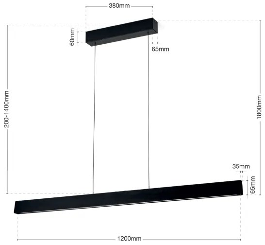 Orion HL 6-1716/120 - TARA LED/44W/230V fekete, LED dimmelhető függeszték