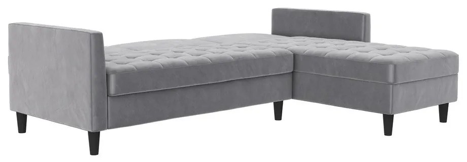 Világosszürke bársony sarokkanapé Presley – Støraa