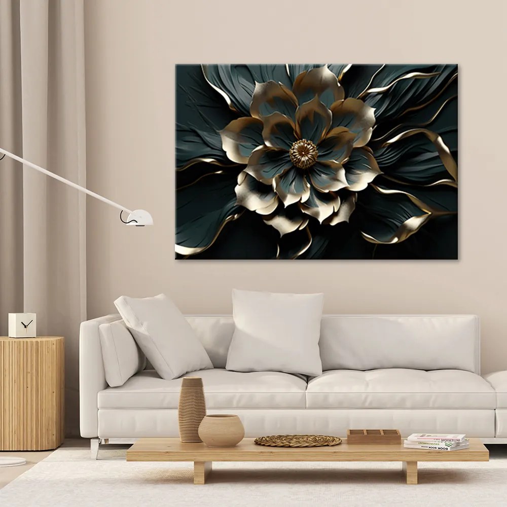 Gario Vászonkép Arany virág luxus stílusban Méret: 90 x 60 cm