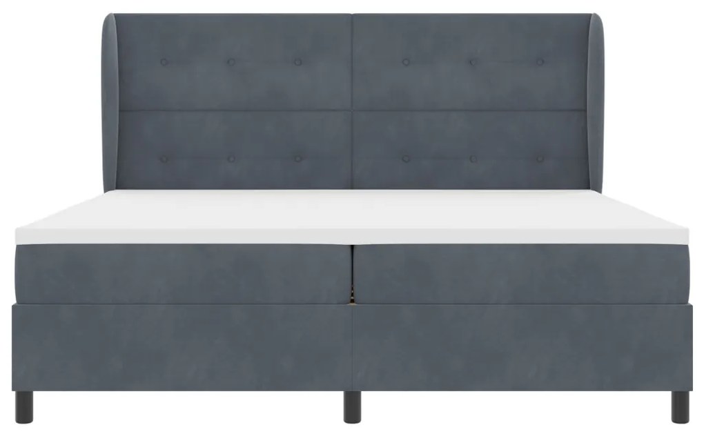 Boxspring Ágy Matrac Köd Szürke 200x200 cm Bársony