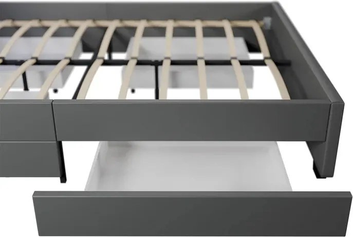 Juskys Kárpitozott ágy Lyon 140x200 cm - sötétszürke