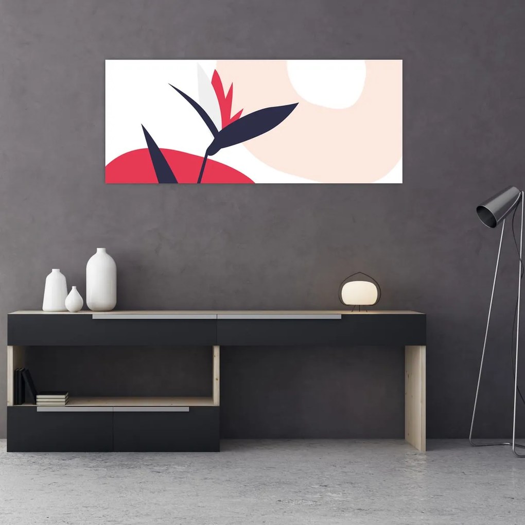Kép - Rózsaszín virágos absztrakció N⁰1 (120x50 cm)