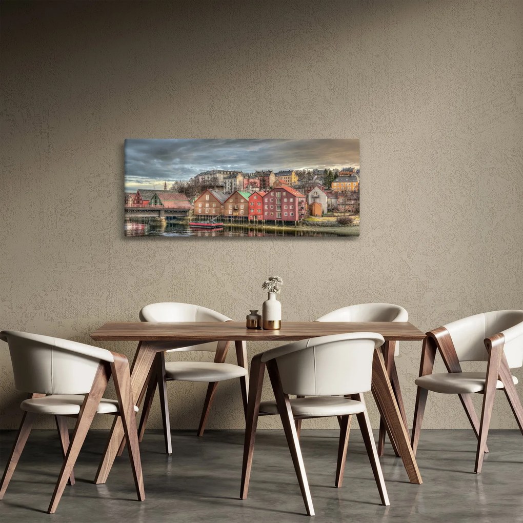 Kép - házak a folyó mellett (120x50 cm)