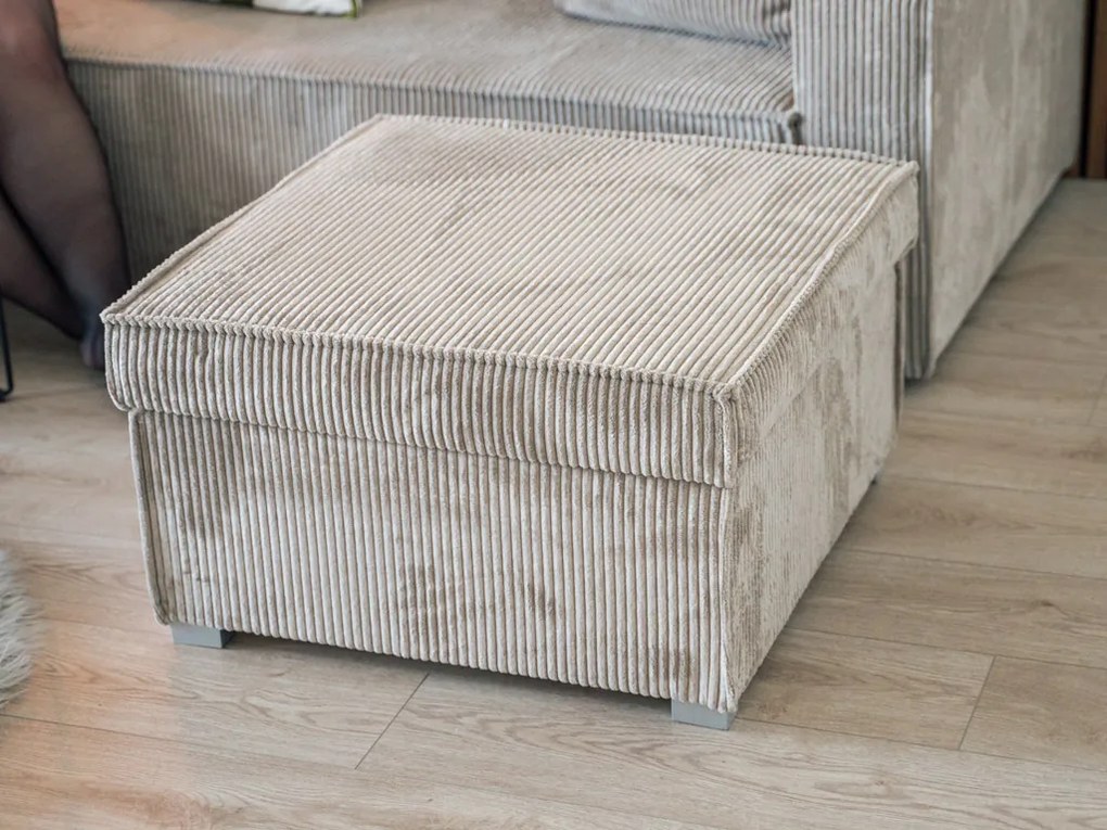 Világosbézs puff SMART COSARO tárolóval 65x65 cm