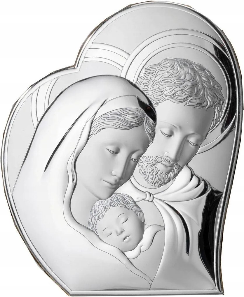 Szent Család kép ezüst modern szív Méret: 27x32.6 cm