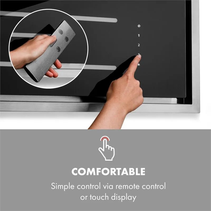 Klarstein High Line, mennyezeti páraelszívó, 77 cm, 410 m³/ó, 75 W, 3 fokozat, távirányító, fekete