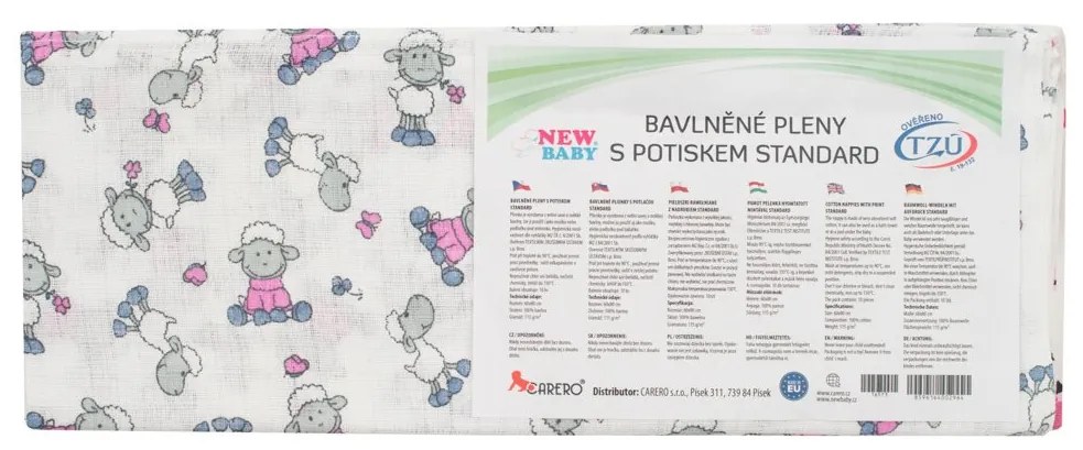 Pamut pelenka nyomtatott mintával NEW BABY 60x80 cm STANDARD 10 db