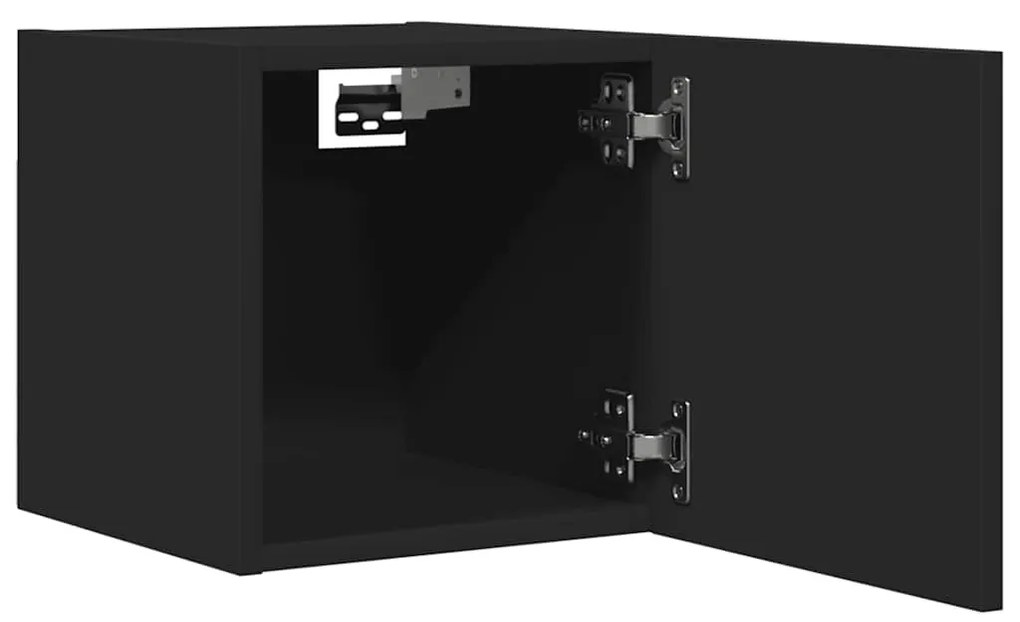 2 db fekete falra szerelhető TV-szekrény 30,5 x 30 x 30 cm