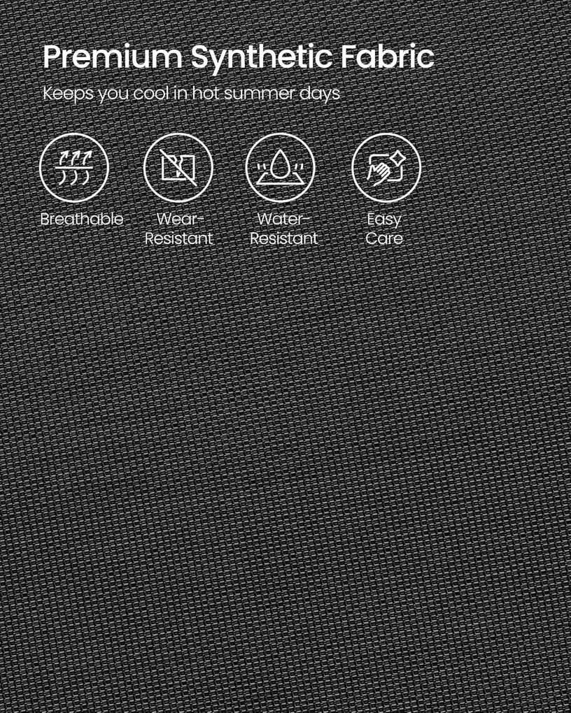 4 darabos összecsukható kerti székkészlet, 8-szögben dönthető háttámlával, max. székenként 150 kg teherbírás, fekete