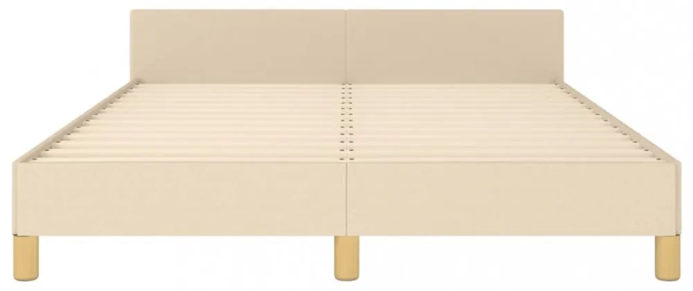 krémszínű szövet ágykeret matrac nélkül 140 x 200 cm