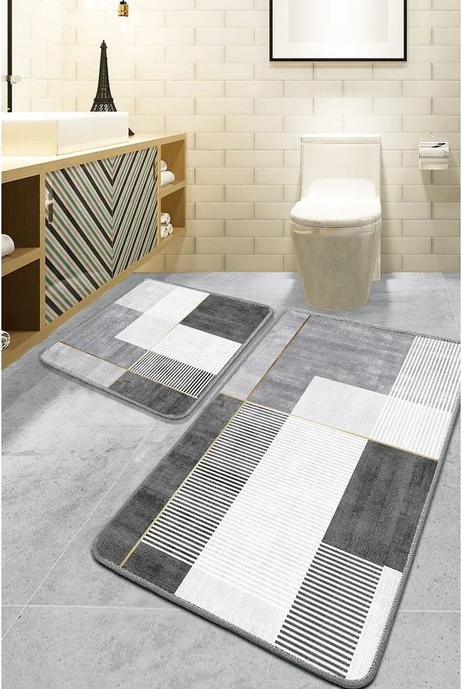 Szürke fürdőszobai kilépő szett 2 db-os 60x100 cm Pendor – Foutastic