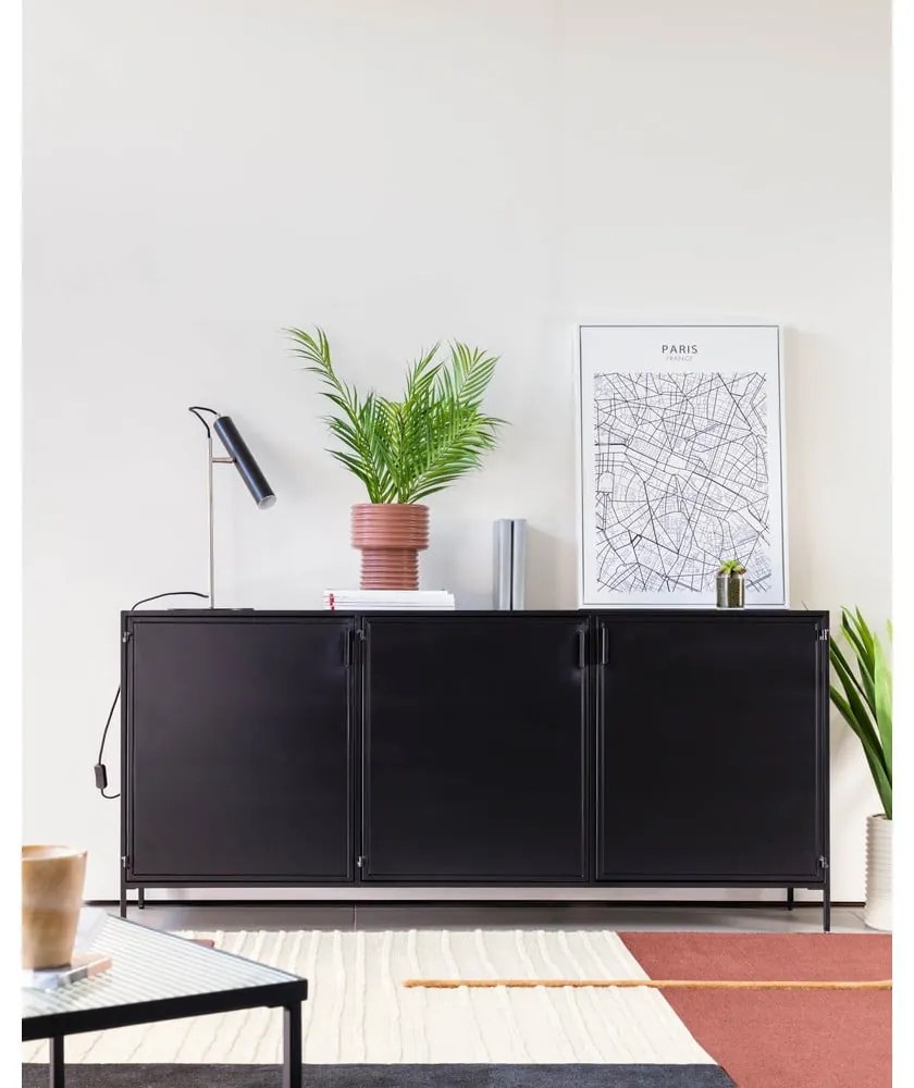 Fekete acél komód 160x72x35 cm Shantay – Kave Home
