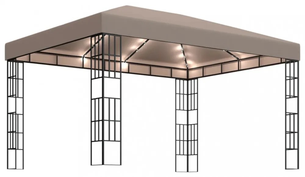 tópszínű pavilon LED fényfüzérrel 4 x 3 m