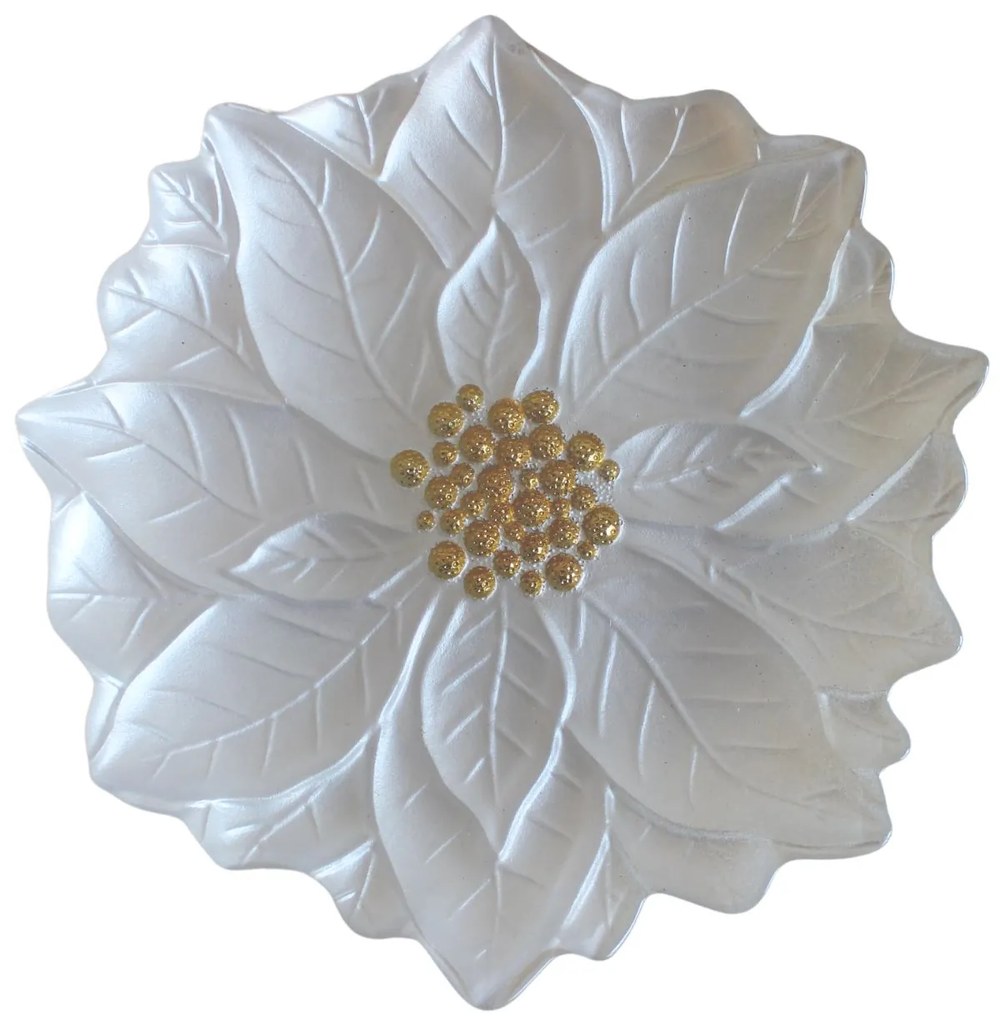 Fehér üveg karácsonyi tányér 31cm