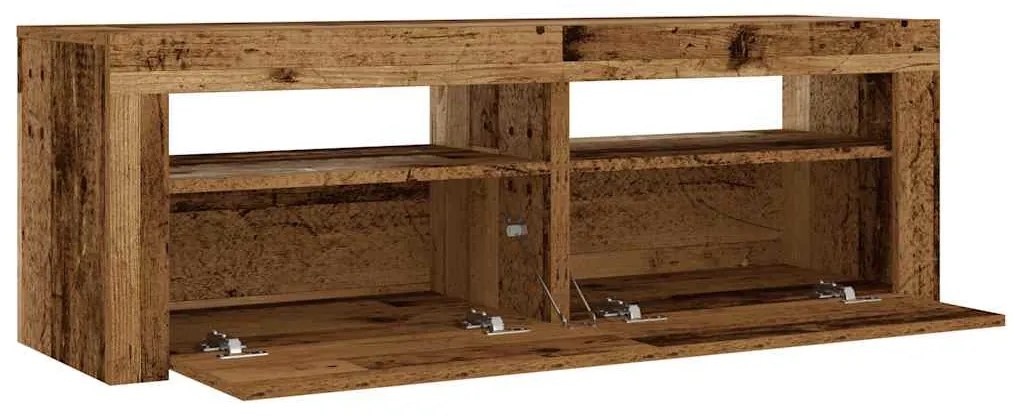 2 db antik fa színű éjjeliszekrény LED-del 60 x 35 x 40 cm