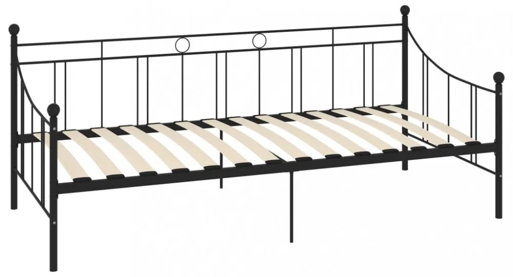 fekete fém kanapéágy-keret 90 x 200 cm