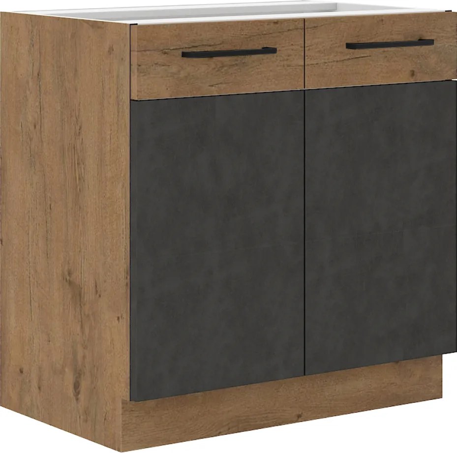 Mosogató szekrény, szürke matt/tölgy lancelot, VEGA 80 ZL 2F BB