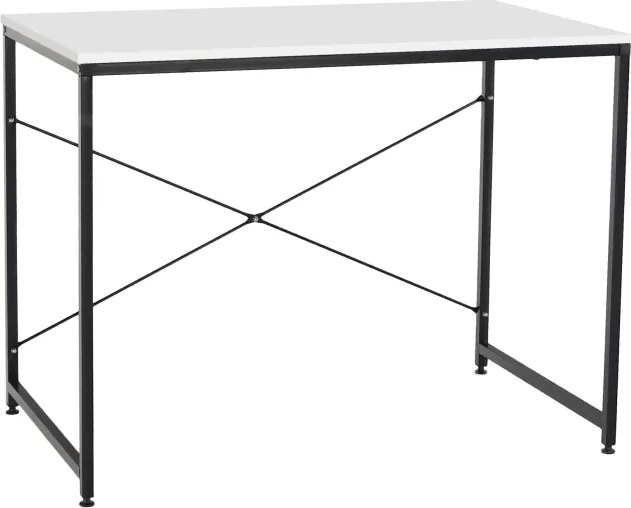 Íróasztal, fehér/fekete, 90x60 cm, MELLORA