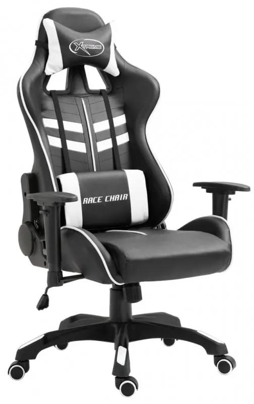Fehér műbőr gamer szék