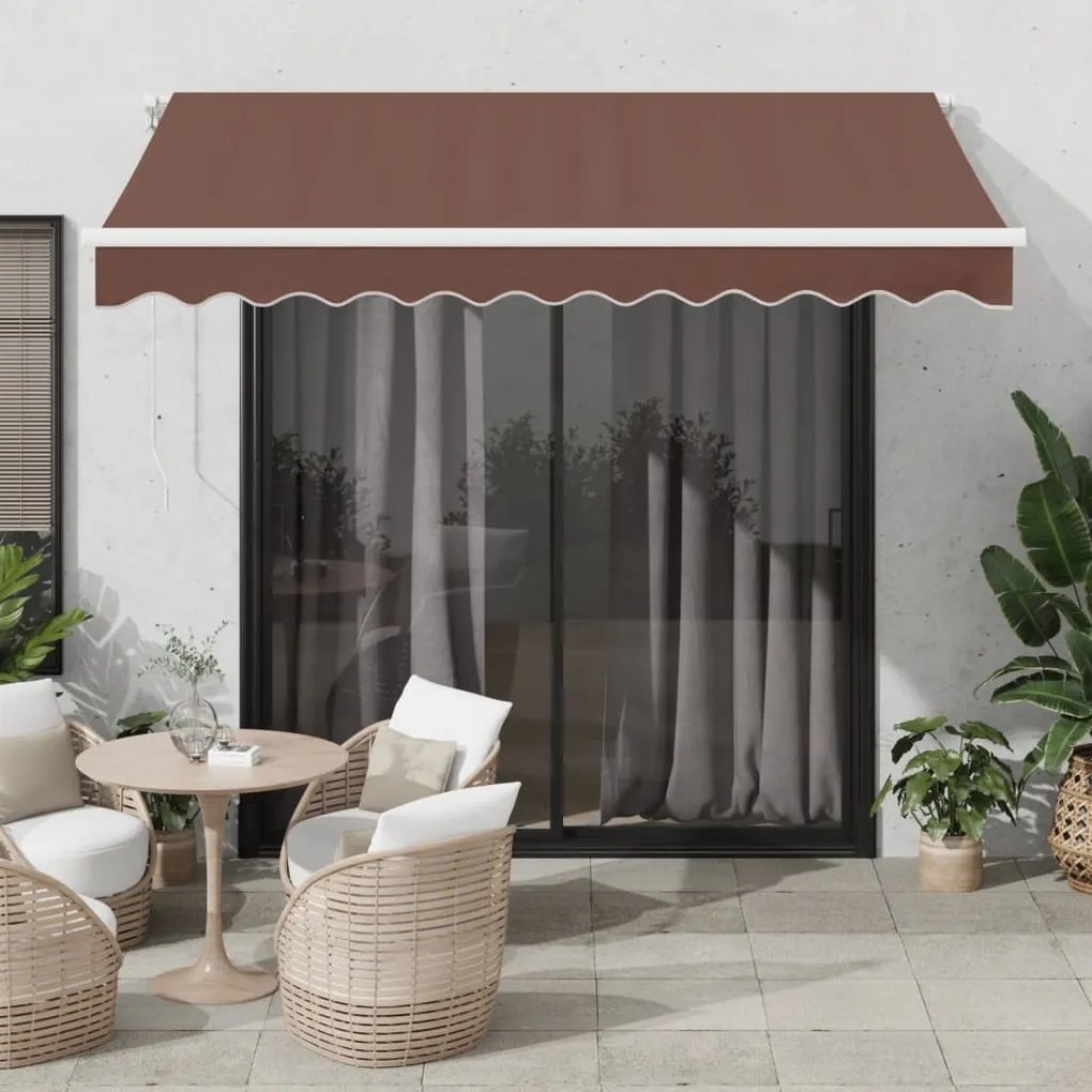 barna kézzel kihúzható LED-es napellenző 300 x 250 cm