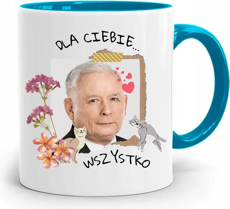 Kék Vicces Bögre Jaroslaw Kaczynski fényképes nyomattal