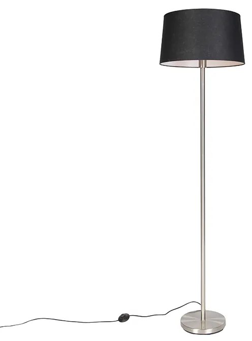 Modern állólámpa acélból fekete búrával 45 cm - Simplo
