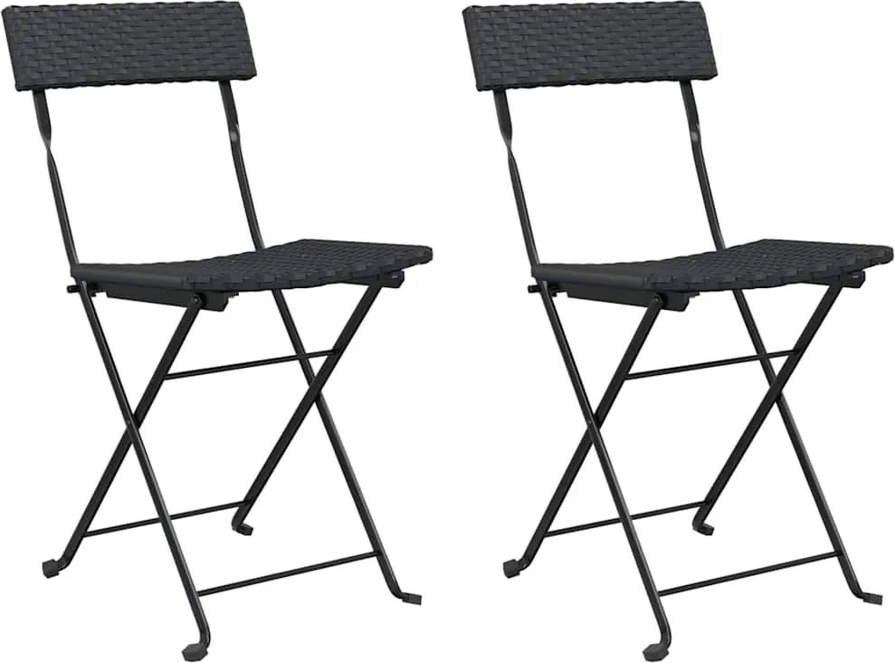vidaXL 2 db fekete polyrattan összecsukható bisztrószék