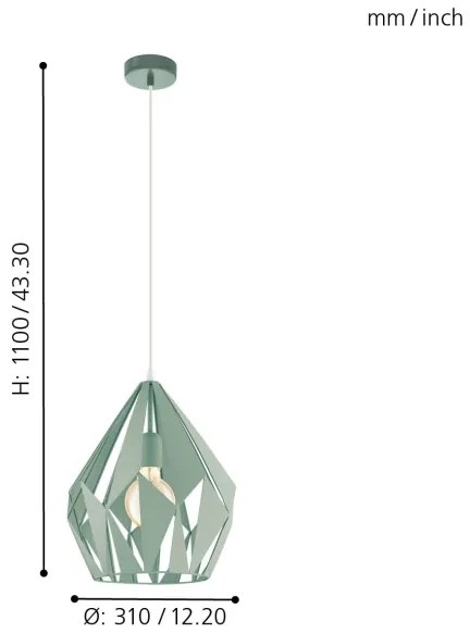 EGLO 49026 - Csillár zsinóron CARLTON-P 1xE27/60W/230V