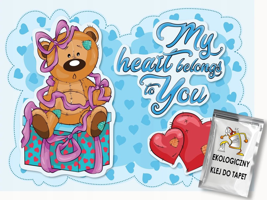 Fotótapéta Flizelina Gyerekeknek Maci Ajándék Szív 350x250 ragasztó