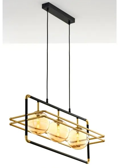 Jupiter 2027 - Csillár zsinóron FIORI 3xG9/10W/230V fekete/arany/bézs