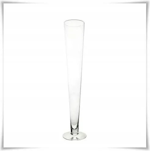 Pokal üveg váza, kúpos H-60 cm D-10,5 cm