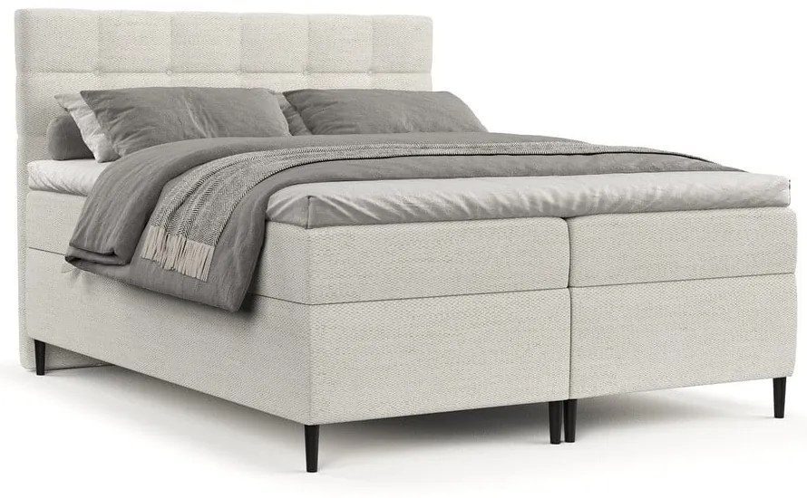 Krémszínű ágyneműtartós boxspring ágy 200x200 cm Urbaneo – Maison de Rêve