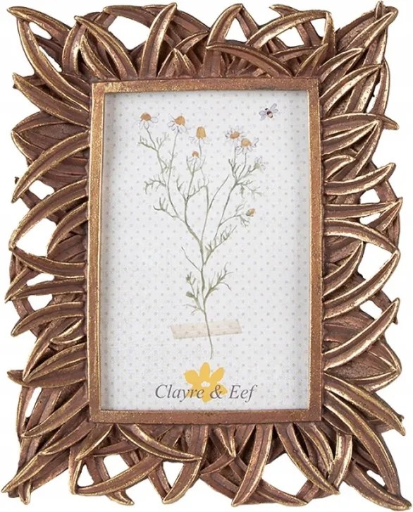 Arany-barna képkeret dekoratív levélszegélyekkel 10x15 cm