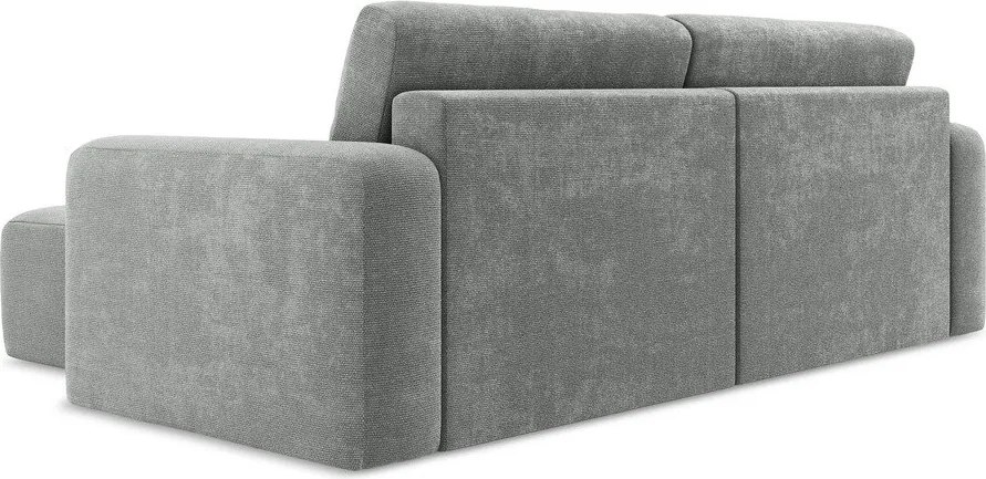 Szürke zsenília kinyitható-tárolóhelyes sarokkanapé (jobb oldali-heverő résszel) Kona – Makamii