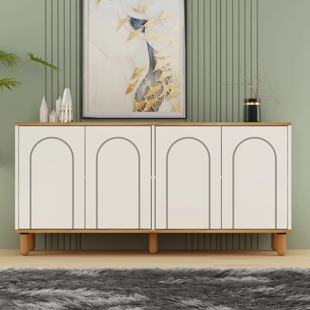 Fayron komód, zafír tölgy-fehér, 150 cm