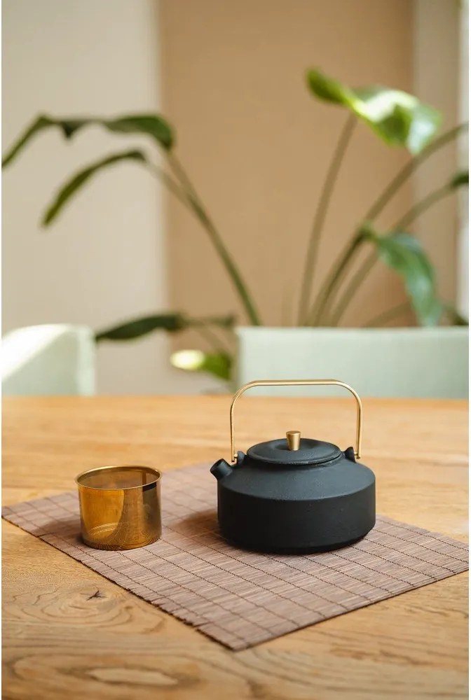 Fekete öntöttvas teáskanna szűrővel 1 l Shangdong – Bredemeijer