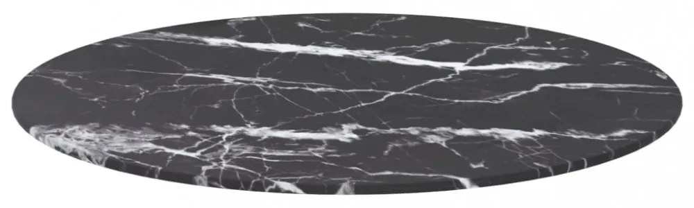 fekete edzett üveg asztallap márványdizájnnal Ø60 x 0,8 cm