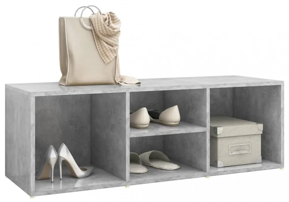betonszürke szerelt fa cipőtároló pad 105 x 35 x 35 cm