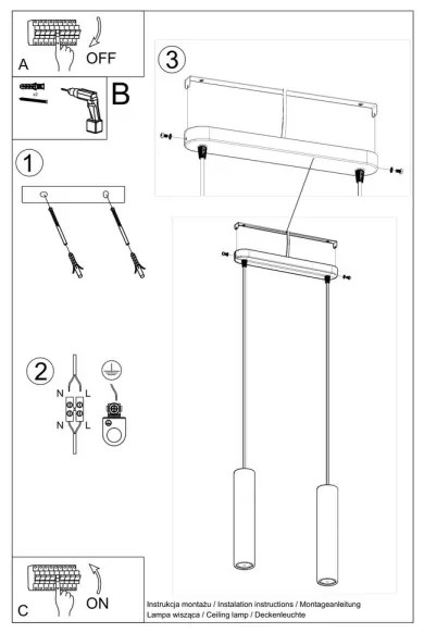 Sollux SL.0654 - LUVO 2xGU10/40W/230V beton/fekete függeszték