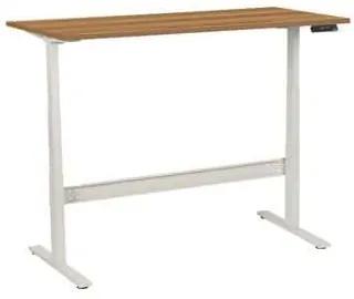 Manutan Expert irodai asztal, elektromosan állítható magasság, 160 x 80 x 62,5 - 127,5 cm, egyenes kivitel, ABS 2 mm, dió
