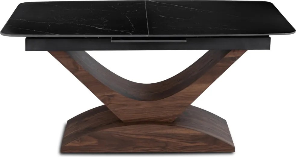 ALICANTE asztal 160–200 cm, fekete márvány / dió