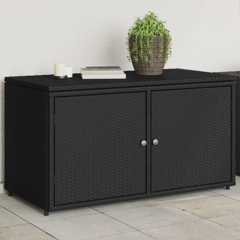 vidaXL fekete polyrattan kerti tárolószekrény 110 x 55 x 60,5 cm