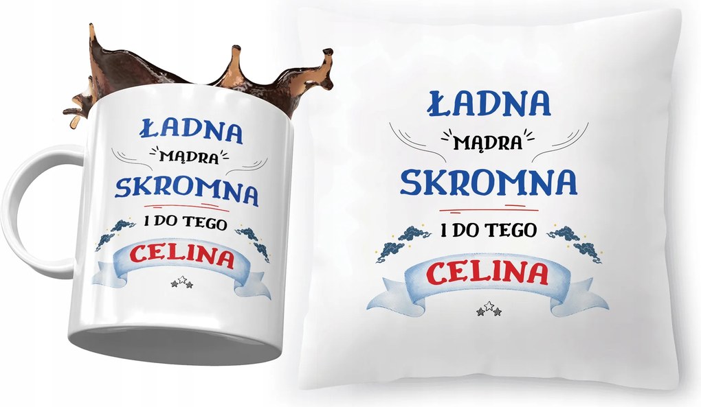 Celina párna ajándék bögre szett fényképes nyomtatással