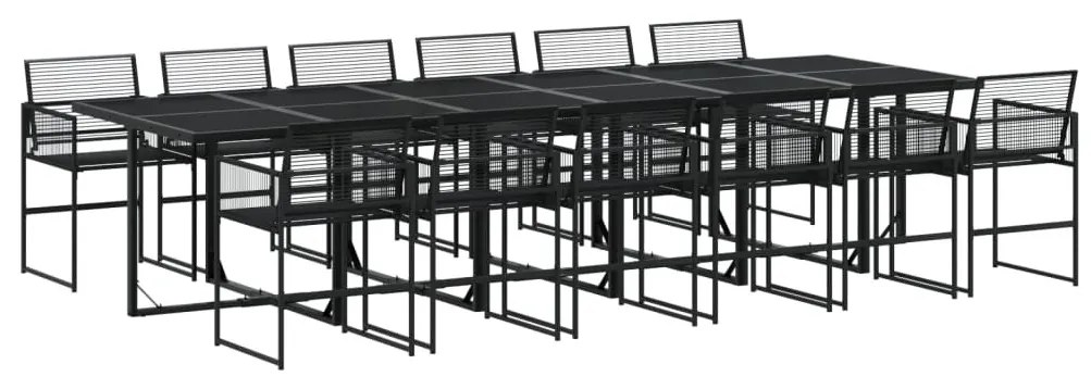 13 részes fekete polyrattan kerti étkezőgarnitúra