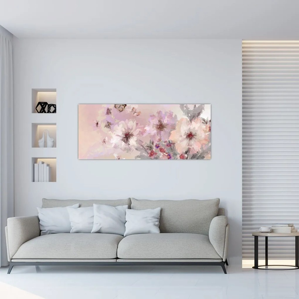 Kép - Művészeti kollázs pillangókkal (120x50 cm)