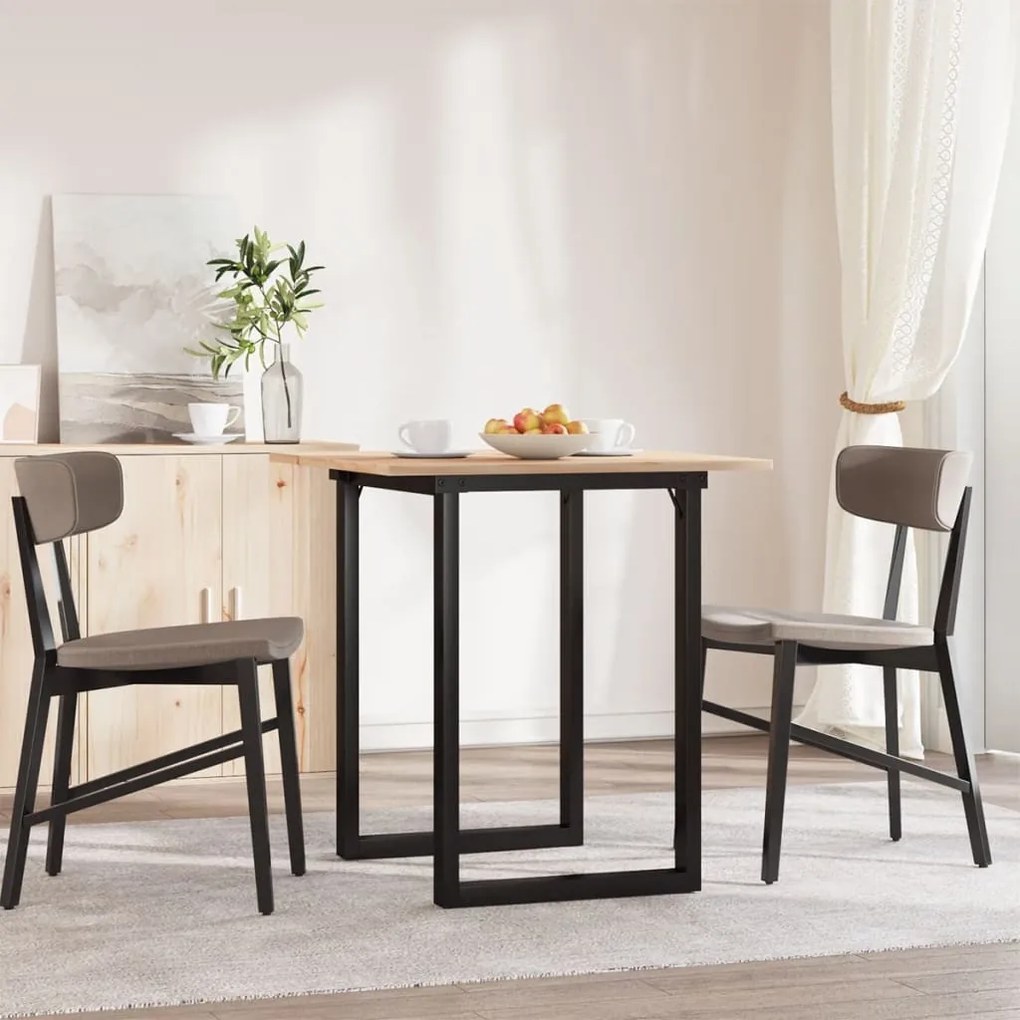Tömör fenyőfa és acél étkezőasztal O-vázzal 70x70x75 cm